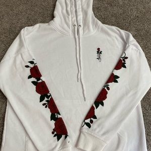 White hoodie with roses